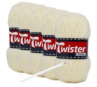 Camtiac Twister-Fluffy Häkelgarn super weiches Strickgarn Farbe: Natur-20 5x50g