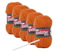 Camtiac Twister-Fluffy Häkelgarn super weiches Strickgarn Farbe: Orange-28 5x50g