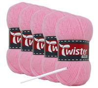 Camtiac Twister-Fluffy Häkelgarn super weiches Strickgarn Farbe: Rosa-31 5x50g