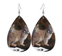 Canada Lynx Ohrringe für Damen, tropfenförmig, Leder, doppelseitig, baumelnd, leicht, Damen-Ohrschmuck, Schmuck, modisch, Geburtstagsgeschenk