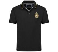 Canadian Peak Herren Polo Kariteak Poloshirt Kurzarm Baumwolle weich atmungsaktiv Knopfleiste Flagge Brust Freizeit Sommer bequem sportlich elegant Herrenmode (Schwarz XL)