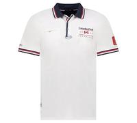 Canadian Peak Herren Polo Konbustybleak Poloshirt Kurzarm Baumwolle weich atmungsaktiv Knopfleiste Streifen Kragen Ärmel Brusttasche Flagge Freizeit Sommer modern Herrenmode (Weiß XL)