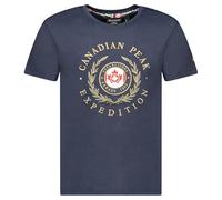 Canadian Peak Herren T-Shirt Jigereak Rundhals Kurzarm Baumwolle weich atmungsaktiv Frontprint Flaggen Brust Ärmel Saum Freizeit Sommer bequem modern Herrenmode (Marineblau M)