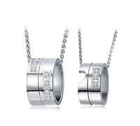 Canarea 1 paar Kette Damen Herren Halskette 925 Silber mit Anhänger Zirkonia Glitter unendliche ring Ewig Liebe Symbol Charm Kurz Y-Kette Collier für Frauen Männer