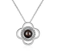 Canarea Halskette Damen 925 Silber mit Anhänger Klee Blumen Glück Glitzer Zirkonia Symbol Mode Sommer Charm Y-Collier Kette (Silber)