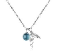 Canarea Halskette Damen Mädchen mit Anhänger Silber 925er mit Blau Kristall Schwanz Fisch Y-Kette Kurz Charm Collier für freundschaft