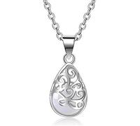 Canarea Halskette Damen Mädchen mit Anhänger Sterling Silber 925er mit Opal Hohle Liebe Wünsche Kurz Y-Kette Collier (Weiss)