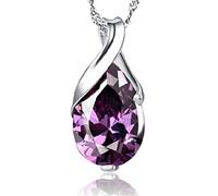 Canarea Kette Damen mädchen Halskette 925 Silber mit Anhänger Amethyst Tropfen Charm Kurz Y-Kette Edel Collier für Frauen Freundin