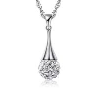 Canarea Kette Damen mädchen Halskette 925 Silber mit Anhänger einfache Zirkonia Kugel Charm Kurz Y-Kette Glitzer Collier schmuck für Frauen Freundin