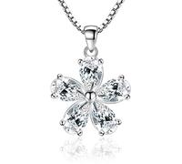 Canarea Kette Damen mädchen Halskette 925 Silber mit Anhänger Glitter Zirkonia Schneeflocke Blumen Charm Kurz Y-Kette Collier