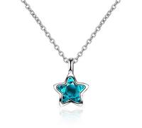 Canarea Kette Damen Mädchen Halskette 925 Sterling Silber,mit Anhänger Kristall Blau Sterne Kurz collier Y-Kette modeschmuck für Frauen Freundin Geburtstag