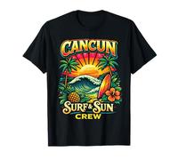 Cancun Mexico Surf and Sun Crew Sommer Tropical Holiday Tee T-Shirt