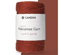 Candini Premium Makramee Garn | terracotta | 3mm x 100m | 100% recycelte Baumwolle aus Portugal | Baumwollgarn, DIY, rot, braun