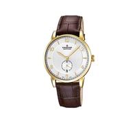 Candino C4592/2 Herren-Quarzuhr mit weißem Zifferblatt, Analog-Anzeige und braunem Lederband, Weiß/Braun, Gurt