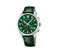 Candino Swiss Herrenuhr Analog aus Edelstahl und Leder Grün