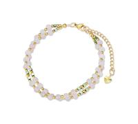 Candyfancy Edelstein Armbänder für Frauen Naturstein Armband Damen Natürliche Echte 4mm Steine Doppelter Perlenarmband für Damen Edelstahl Verstellbare Länge 18,5+5cm Rosenquarz