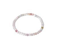 Candyfancy Edelstein Armband mit 4mm Silber 925 Perlen Echtes Naturstein Armband Damen Natürliche Echte Rosenquarz Steine Perlenarmband Länge 18cm