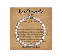 Candyfancy Naturstein Armband Damen Edelstein Armbänder für Frauen Natürliche Echte Steine Perlenarmband für Damen Verstellbare Länge 18+5cm Rosenquarz