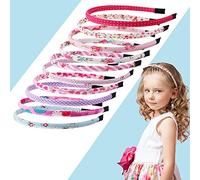 Candygirl 10 Stück Haarreif Mädchen Stirnbänder Blumen Stoff Stirnbänder für Mädchen Stirnband für Kinder Polka Dots Herz bedeckt Haarbänder