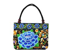candygirlft Damen Handtasche Ethnic Canvas Stoff Bestickte Handtaschen Nähen Tragetasche, Gelb, Blumen