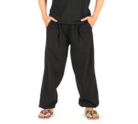 CandyHusky Herren-Jogginghose aus Baumwolle - Bequeme Sweathose, lässig, elastische Taille, Lounge-Pyjama, Yogahose, Schwarz, Groß