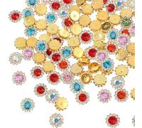 Canollo 100 Stück Strasssteine zum Aufnähen, 8mm Strasssteine zum Aufnähen Glas Metall Basis Nähblumen Krallen, Sonnenblumen Rhinesteine für Kleidung Schuhe Ohrring Gurt Handwerk Nähzubehör