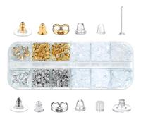 Canollo 12 Styles Ohrstecker Verschluss, 600 Stück Ohrring Verschluss, Ohrringheber und Ohrläppchenhalter, Veiche Silikon Sicherheitsverschlüsse Ohrringstecker, Metall Ohrringe Stecker Verschlüsse