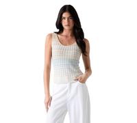 Guess Rosalyn Eco Tanktop für Damen, ärmellos, Hellblau, Beige und weiße Lurex-Streifen, Klein