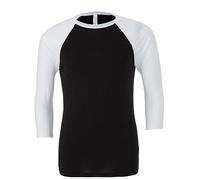 BELLA + CANVAS Unisex 3/4 Sleeve Baseball Tee XS BLACK / WHITE