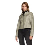 Canvasjacke AMBER & JUNE "Damen mit Stehkragen", Damen, Gr. 44, khaki, Obermaterial: 100% Polyurethan, 100% Polyester; Futter: 100% Polyester, figurbetont, Jacken (75635955-44) khaki