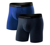 CAOZITOU Merino Boxershorts Herren 2er Pack, 100% Merinowolle Lange Unterhosen Männer, Wolle Unterwäsche mit Eingriff Atmungsaktive Weiche (Multicolor01, L)