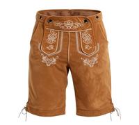Capaneus Lederhose Herren Tracht, Oktoberfest Trachtenhose, Lederhosen Kurz, Trachten Lederhose Herren, Trachten Hose Kurze Trachten Lederhose mit Hosenträger, Oktoberfest Outfit für Männer
