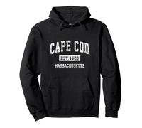 Cape Cod Massachusetts MA Vintage Sports Etabliertes Design Pullover Hoodie, Unisex für Erwachsene, Schwarz, S