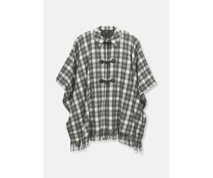 Cape MADELEINE "Cape Karo-Cape mit Innenweste", Damen, Gr. 40, weiß (wollweiß, steingrau), Obermaterial: 50% Polyester PES. 50% Wolle WO., Modern, Jacken Cape (60074358-40) wollweiß, steingrau