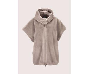Cape MADELEINE "Poncho-Jacke Webpelz-Poncho mit Kapuze", Damen, Gr. 40, beige (cappuccino), Obermaterial: 100% Polyester PES., Modern, normal, Jacken Cape (11646165-40) cappuccino
