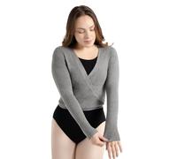 Capezio Damen Ribbed Knit Wrap Sweater Wickelpullover, Grau, L EU