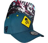 Capiche [99+ Variationen] Teal Baseball Cap - MayDay mit gelbem Totenkopf-Logo Snapback-Mütze gebogener Krempe, einzigartige Grafik unter der verstellbare Passform