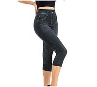 Capri-Jeans Damen Sommer Stretch: Caprihose Damen Sommer Leicht Sommerhose Sommer 7/8 Hosen Skinny Caprileggings High Waist Jeans Große Größen Freizeithose 3/4 Leggings Kurz Laufhose/Yoga Hosen