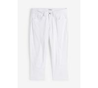 Caprijeans BONPRIX "Slim Fit Jeans Mid Waist, cropped", Damen, Gr. 44, N-Gr, weiß twill, Denim/Jeans, Obermaterial: 97% Baumwolle, 3% Elasthan, regular fit ca. Mitte Wade, Jeans, 3/4-Capri-Look, Five-