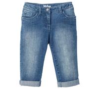 Caprijeans BONPRIX, Mädchen, Gr. 152, N-Gr, blau (blau stone), Obermaterial: 82% Baumwolle, 17% Polyester, 1% Elasthan, slim fit, Jeans, schmale Passform im Slim Fit, mit Krempelsaum an den Beinenden 