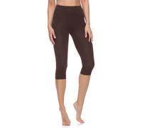 Merry Style Damen Leggings 3/4 aus Baumwolle mit Stretch - Leichte Capri Leggings Damen aus atmungsaktiver, elastischer Baumwolle, ideal für Yoga Sport Freizeit Reisen MS10-199 (Braun,M)
