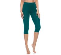 Merry Style Damen Leggings 3/4 aus Baumwolle mit Stretch - Leichte Capri Leggings Damen aus atmungsaktiver, elastischer Baumwolle, ideal für Yoga Sport Freizeit Reisen MS10-199 (Smaragdgrün, S)