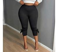Capri-Leggings in Große Größen für Damen mit Schleife, Taillenbund und Schlitz, Alltagsmode