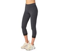 Merry Style Damen 3/4 Capri Leggings aus Baumwolle mit Spitze MS10-224 (Dunkelmelange/Schwarz, M)