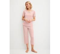 Capri-Pyjama CALIDA "Elegant Dreams", Damen, Gr. S (40/42), peach rose, Single Jersey, Obermaterial: 95% Modal (TENCEL™), 5% sonstige Fasern, bequem 7/8-Länge, V-Ausschnitt, Homewear-Sets, aus weicher