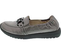 CAPRICE Damen Slipper aus Leder Bequem, Metallisch (Stone Metallic), 36 EU