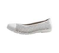 CAPRICE Damen Ballerinas aus Leder mit Lochmuster, Weiß (White Softnap.), 42 EU