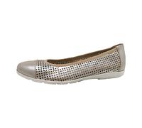 CAPRICE Damen Ballerinas aus Leder mit Lochmuster, Beige (Taupe Metallic), 39 EU