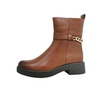 CAPRICE Damen Stiefeletten aus Leder mit Blockabsatz, Braun (Cognac Comb), 39 EU