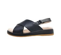 Caprice Damen Sandalen Nappaleder – flach, mit Klettverschluss – Schwarz, Größe 38
